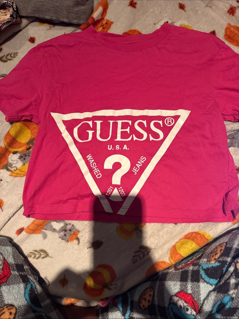 GUESS Pink Logo Crop Tee